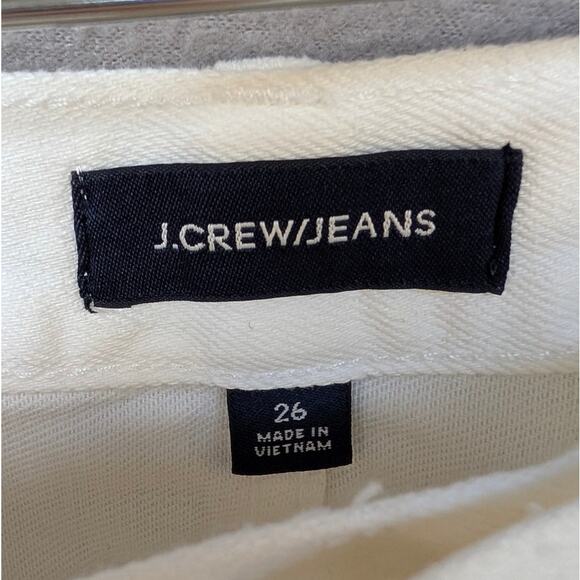J.Crew Jeans White Denim Frayed Raw Hem Distressed Mini Skirt, size 26 - Picture 3 of 8